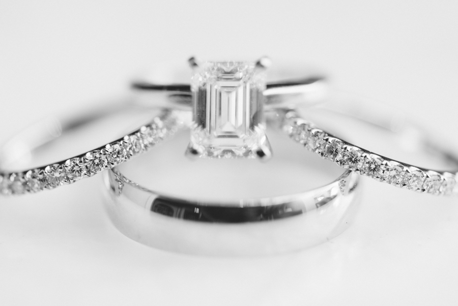 Wedding Engagement Ring Set with Diamond Band
