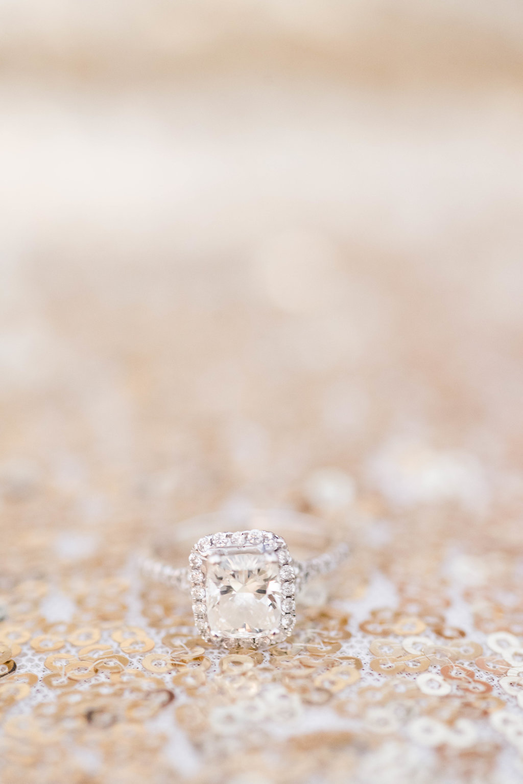 Square Cut Engagement Ring with Pave Diamond Band