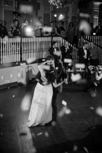 Hotel Ballroom Wedding Reception First Dance Portrait, with Confetti Bomb | St Pete Wedding Planner Parties A La Carte | Historic Venue The Don CeSar | Photographer Marc Edwards Photographs