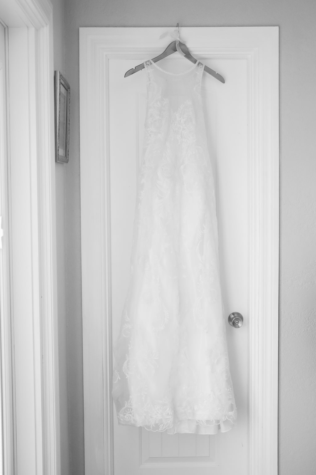 Lace Illusion Column Wedding Dress on Hanger