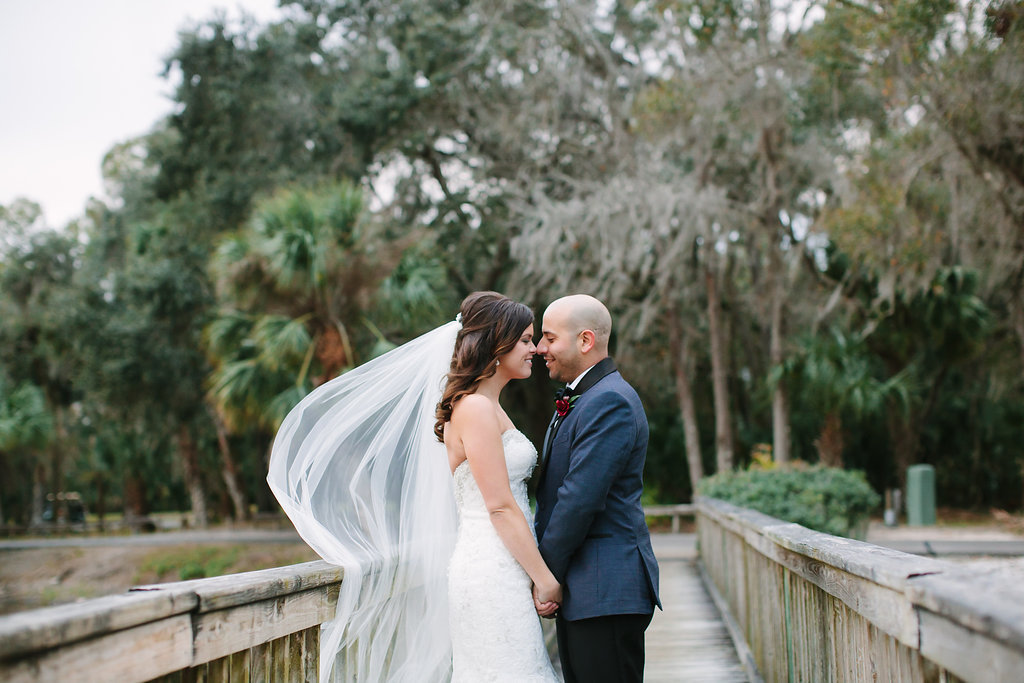Outdoor Wedding Portrait, Bride in Strapless Mermaid Dress | Venue Tampa Palms Golf and Country Club