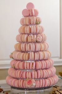 Pink Macaron Tower Wedding Dessert Table