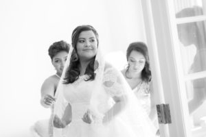 Bridal Portrait in Lace Off the SHoulder Sleeve Pronovias Wedding Dress