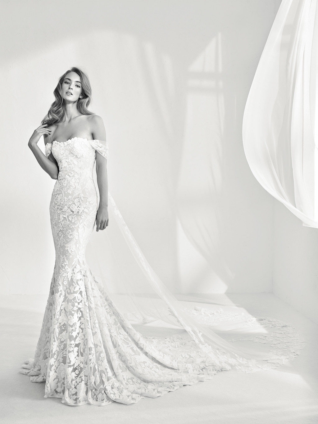 Pronovias: Rani Lace Mermaid Wedding Dress | Nikki's Glitz and Glam Bridal Boutique
