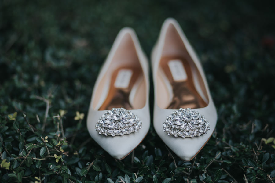 White Pointed Toe with Rhinestone Wedding Shoes