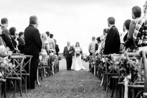 Black and White Outdoor Wedding Ceremony Portrait, with Crossback Chairs and Florals | Tampa Bay Wedding Planner NK Productions