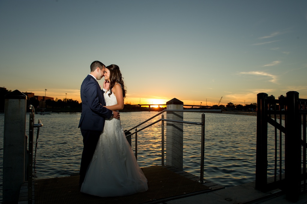 Outdoor Waterfront Nighttime Sunset Wedding Portrait | Tampa Bay Wedding Photographer Andi Diamond Photography