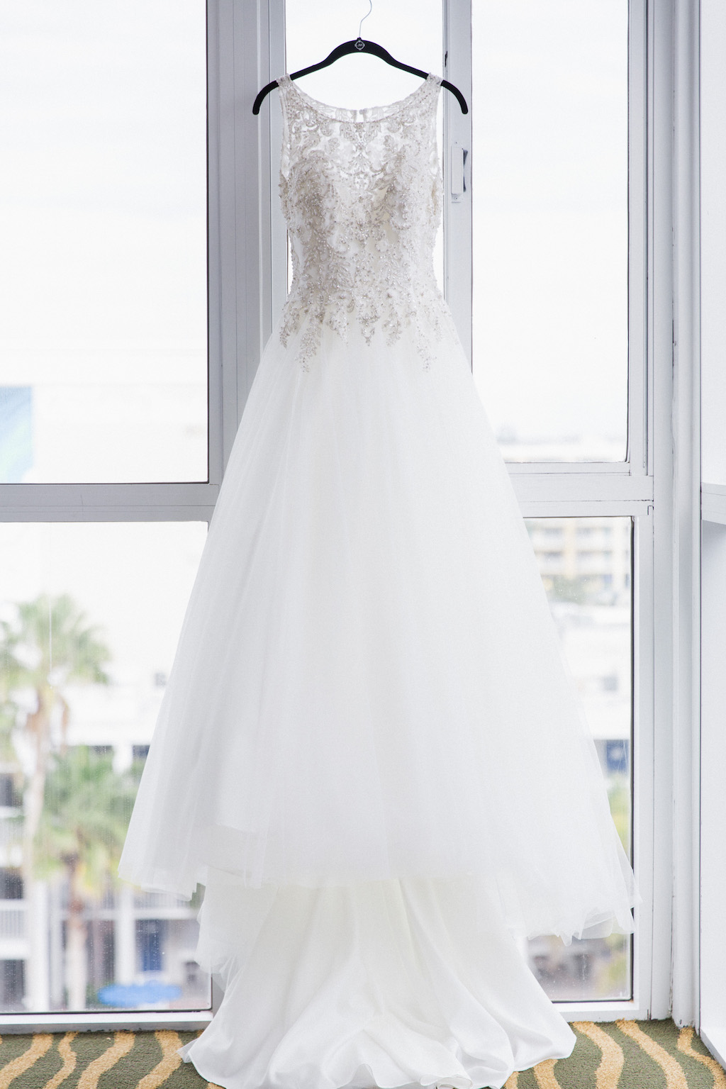 Illusion Lace Princess Ballgown Wedding Dress on Hanger