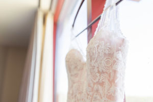 Sweetheart Neckline with Floral Lace and Overlay Pink Blush Lining with Tank Straps | Tampa Bay Wedding Photographer Kristen Marie Photography