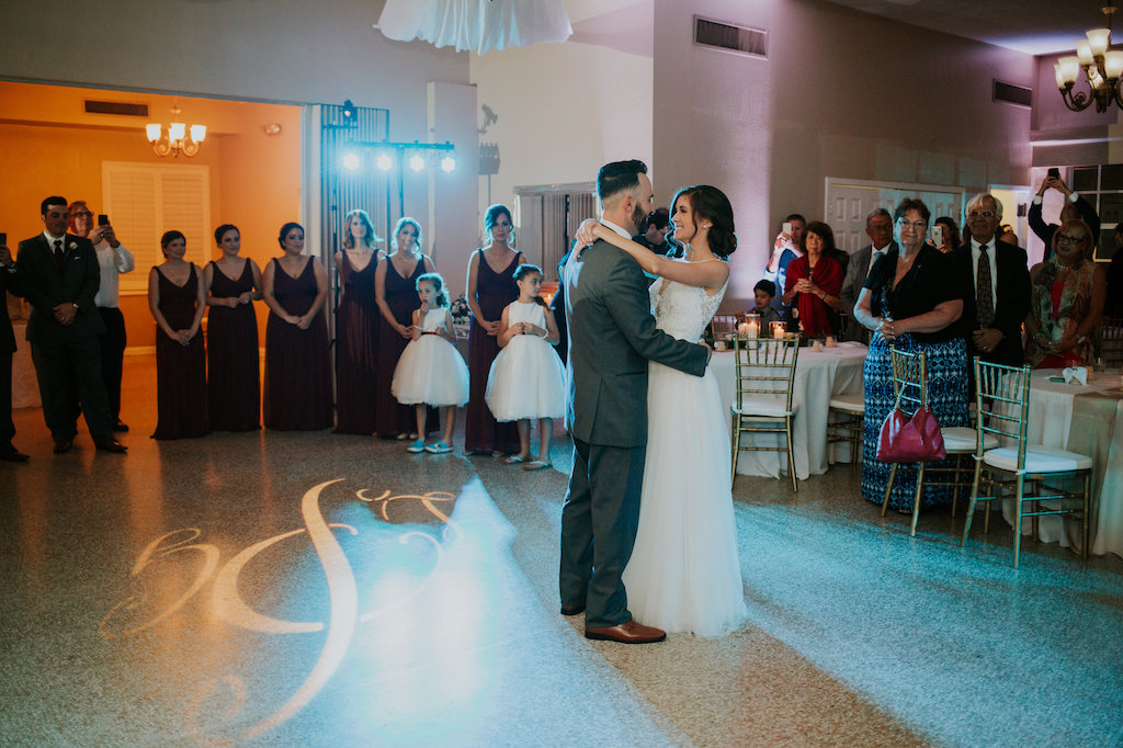 Indoor Ballroom Bride and Groom Wedding First Dance | Tampa Bay Wedding Venue Davis Islands Garden Club