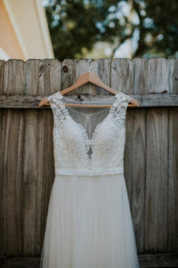 Boho Lace V-Neck Illusion A-Line Wtoo Wedding Dress on Hanger