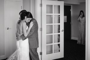 Black and White Father-Daughter Wedding Day First Look Portrait | Tampa Bay Wedding Photographer Marc Edwards Photographs