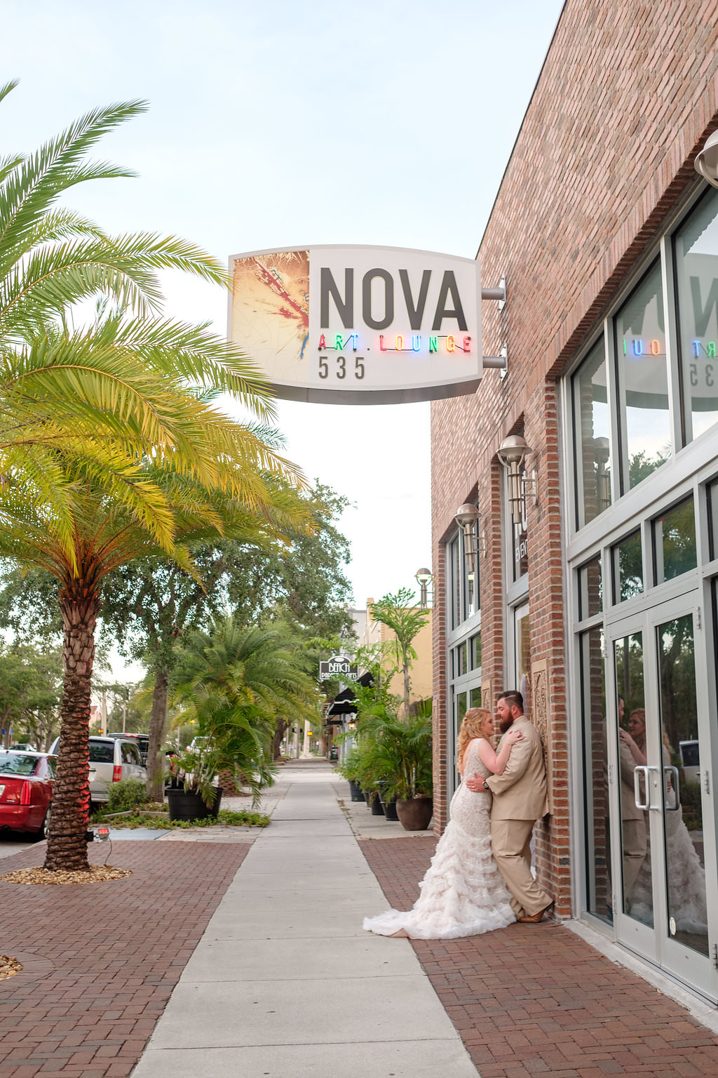 Downtown St Pete Bride and Groom Wedding Portrait Outside Unique Modern Venue NOVA 535 | St. Pete Wedding Photographer Marc Edwards Photography