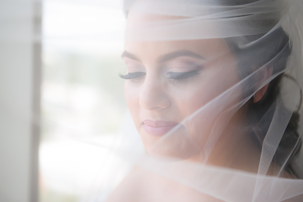 Creative Indoor Bridal Portrait in Veil | Tampa Wedding Photographer Carrie Wildes Photography