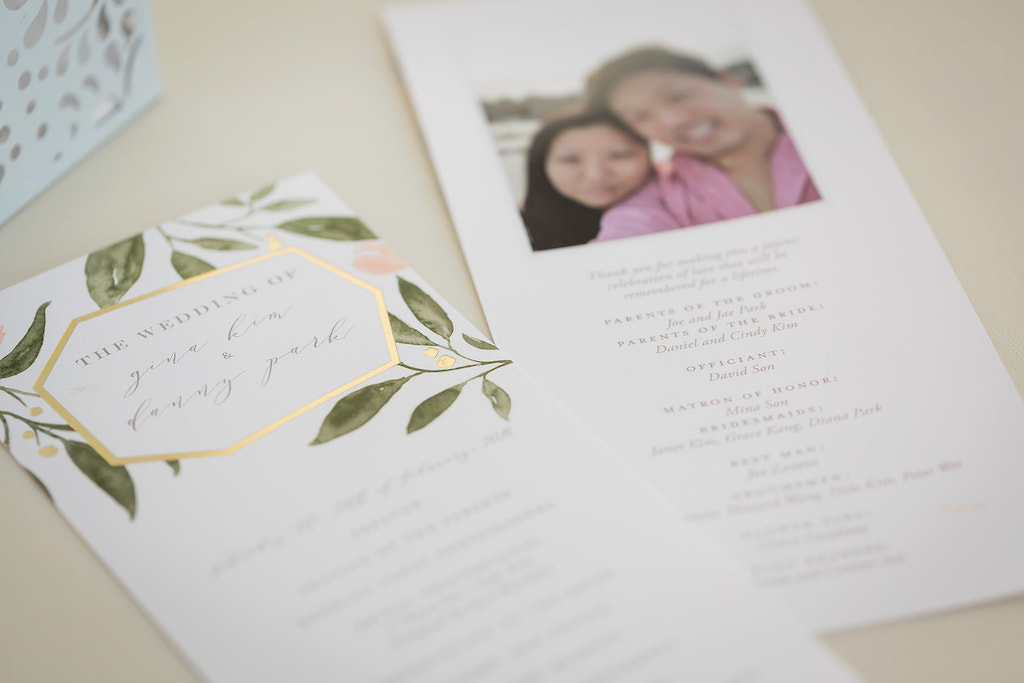 Gold Foil and Greenery Wedding Ceremony Program