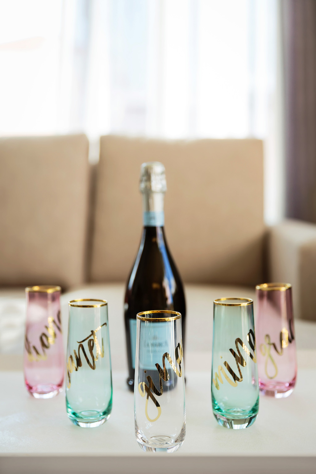 Colorful Personalized Champagne Glasses