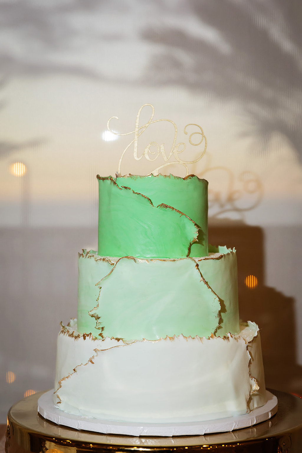 Three Tier Green and White Ombre Beach Themed Pastel Wedding Cake | Clearwater Baker A Piece of Cake