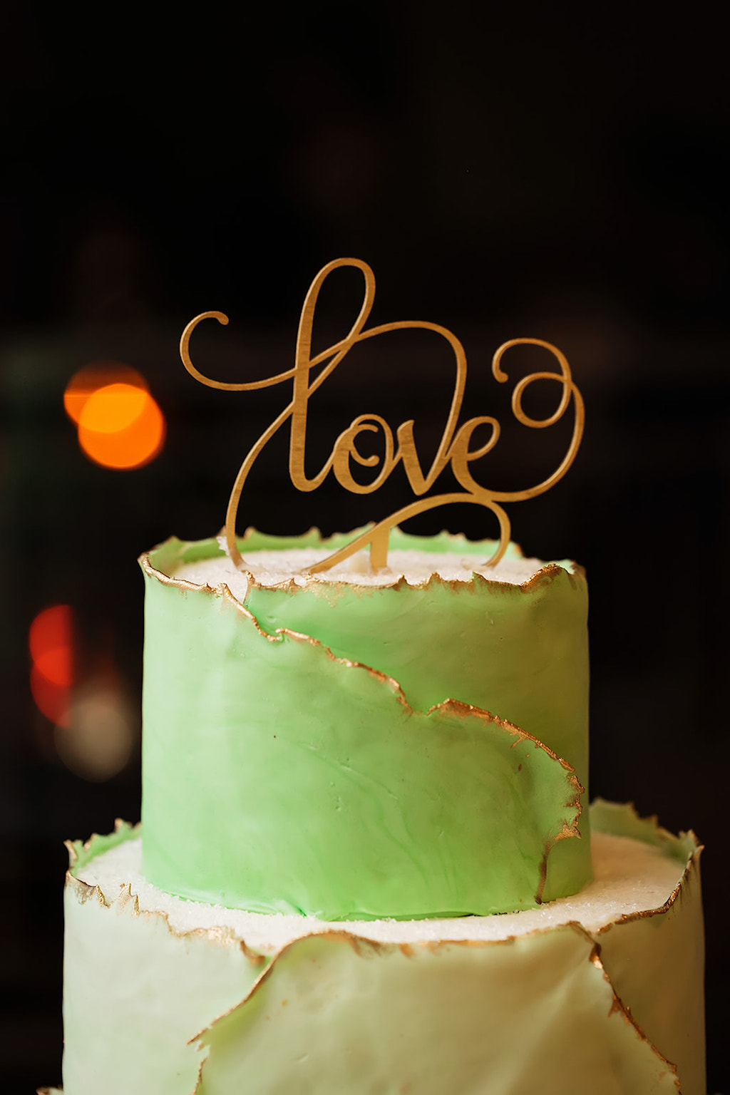 Three Tier Green and White Ombre Beach Themed Pastel Wedding Cake with Love Cake Topper | Clearwater Baker A Piece of Cake