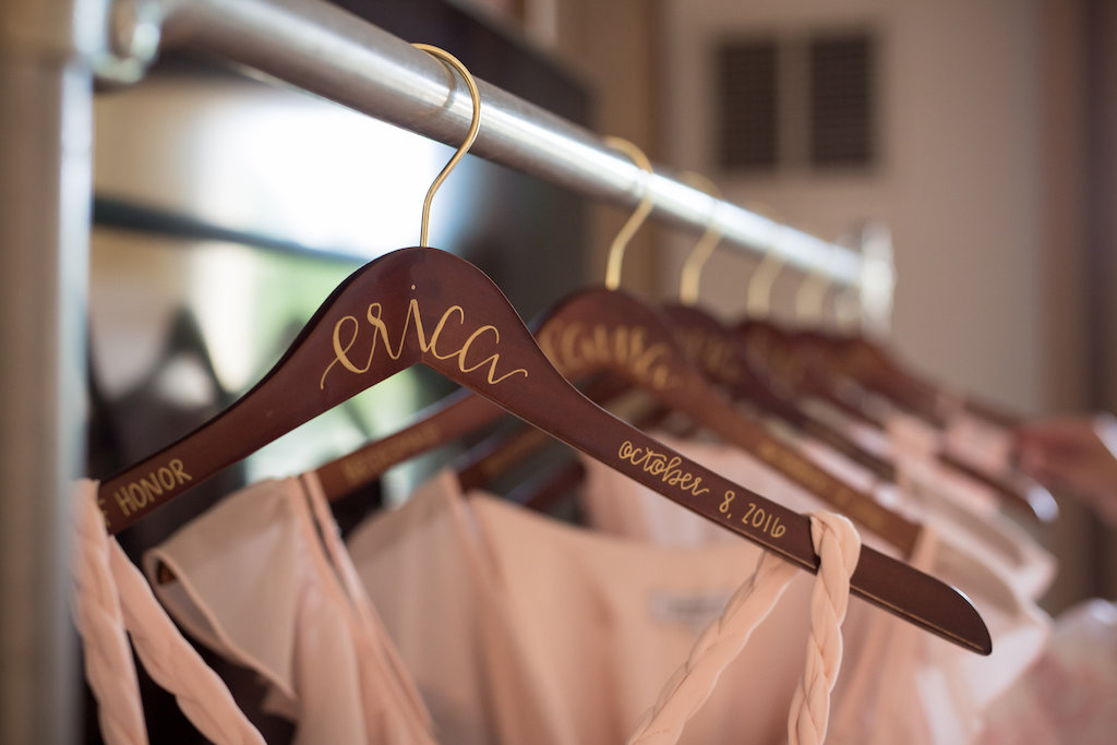 Custom Bridesmaid Wedding Hangers with Calligraphy Names | Bridal Party Gift Ideas