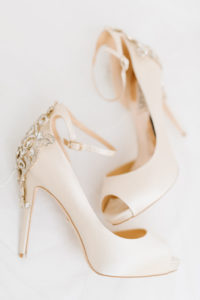 Ivory Peep Toe Stiletto Wedding Shoes with Rhinestone Accent