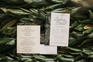 Green Old Florida Inspired Wedding Invitation Stationery and Ceremony Program