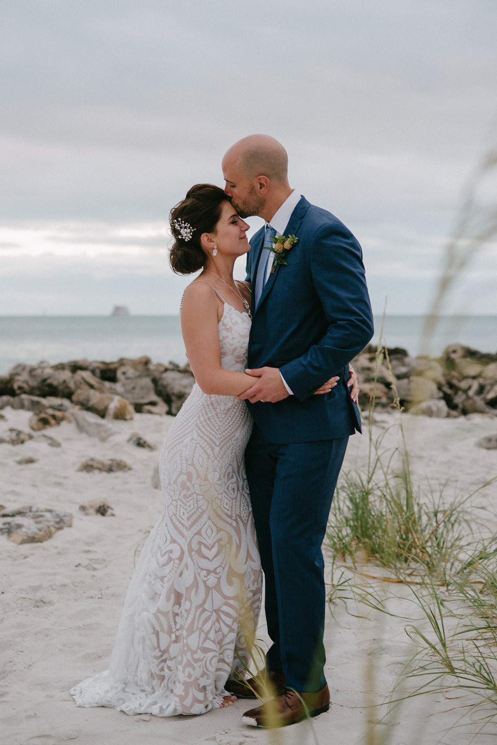 Destination Clearwater Beach Bride and Groom Intimate Romantic Wedding Portrait | Tampa Bay Photographer Grind and Press Photography | Hair and Makeup Michele Renee the Studio | Planner Special Moments Event Planning