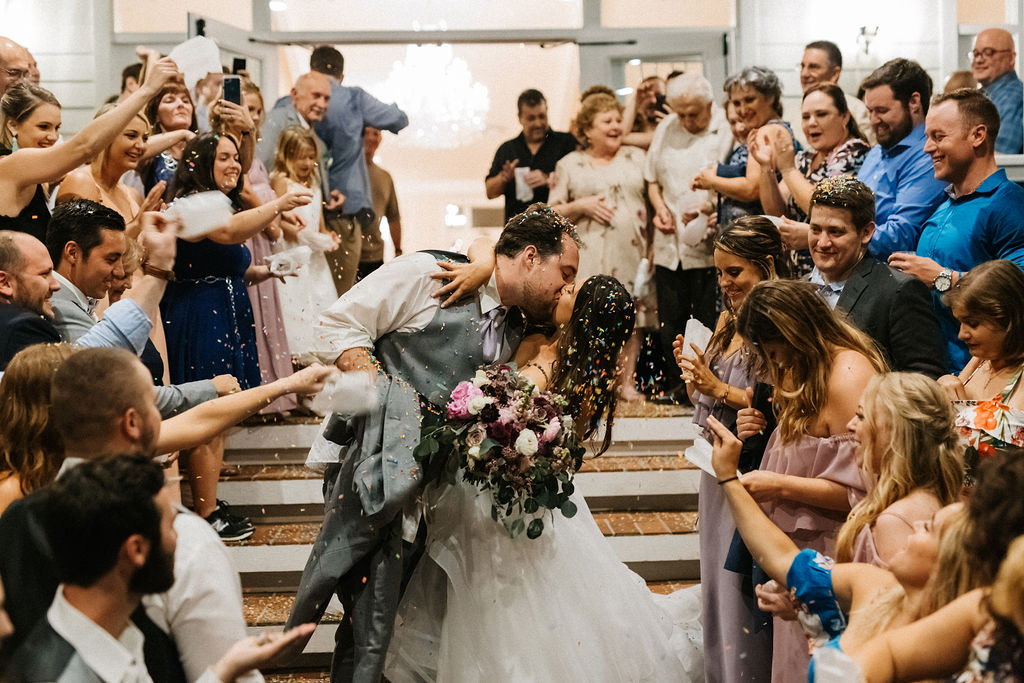 Bride and Groom Confetti Wedding Exit | Tampa Bay Wedding Planner Burlap to Lace
