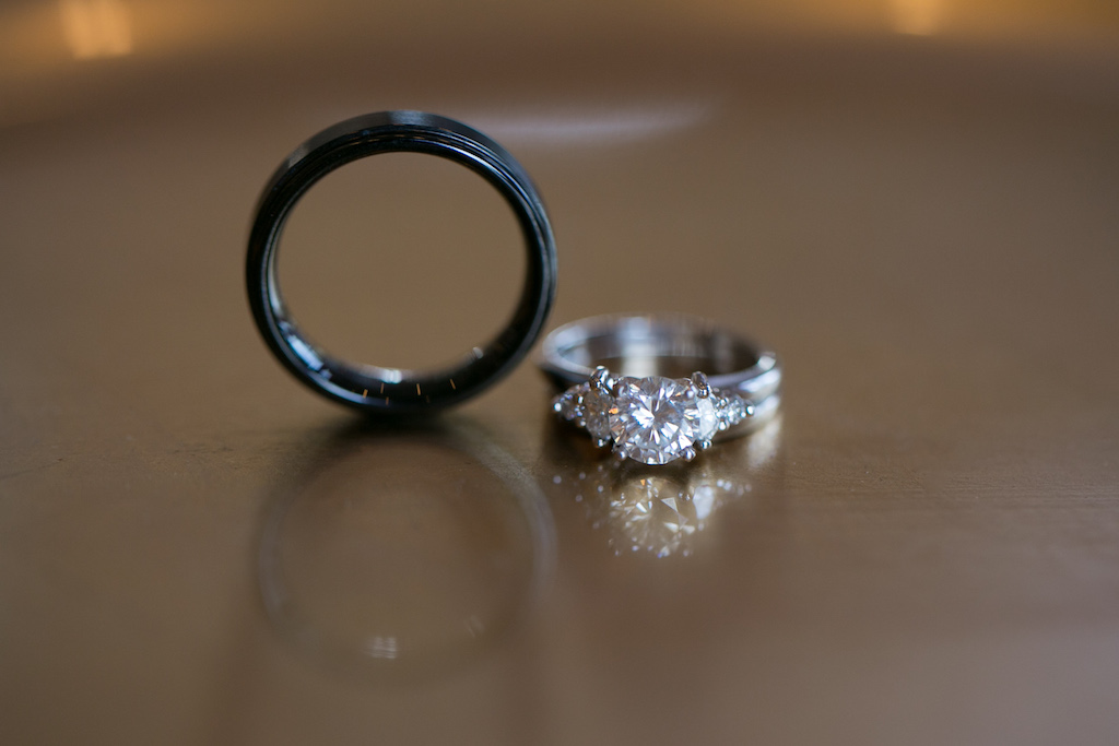 Black Wedding Band and Diamond Engagement Ring | Sarasota Wedding Photographer Carrie Wildes Photography