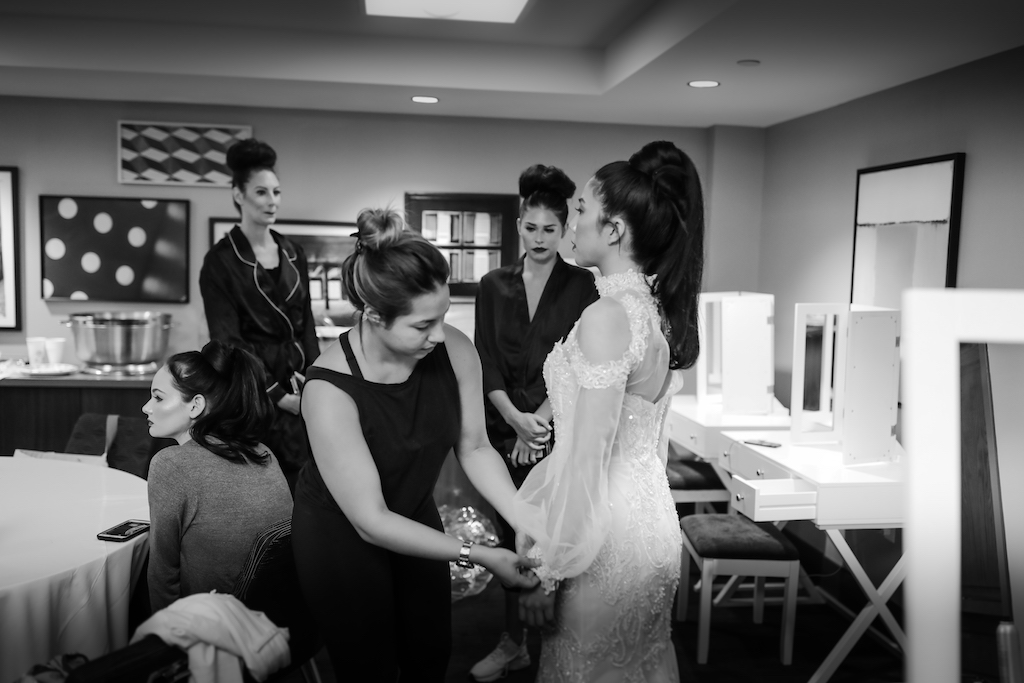 Model Getting Ready Portrait | Hair and Makeup Michele Renee The Studio | Marry Me Tampa Bay and Isabel O'Neil Bridal Fashion Runway Show 2018 | Tampa Wedding Photographer Lifelong Photography Studios