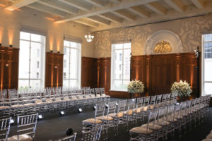 Clear Acrylic Chiavari Chairs from Kate Ryan Rentals | Historic Downtown Tampa Wedding Venue Le Meridien | Marry Me Tampa Bay and Isabel O'Neil Bridal Fashion Runway Show 2018 | Tampa Wedding Photographer Lifelong Photography Studios (24)