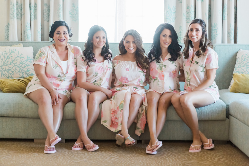 Bridesmaid Getting Ready Outfit Trends | Floral Button Down Shirt and Shorts PJ Set