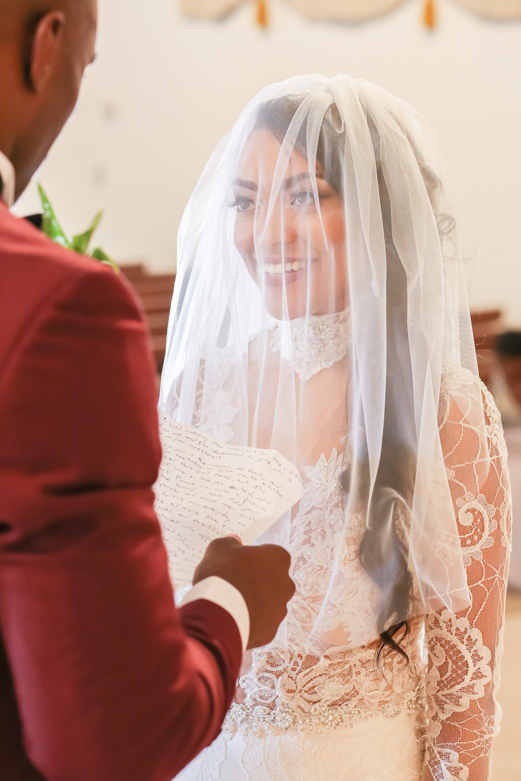 Bride and Groom Ceremony Wedding Portrait, Bride with Veil Over Face | St. Petersburg Photographer Lifelong Photography Studios