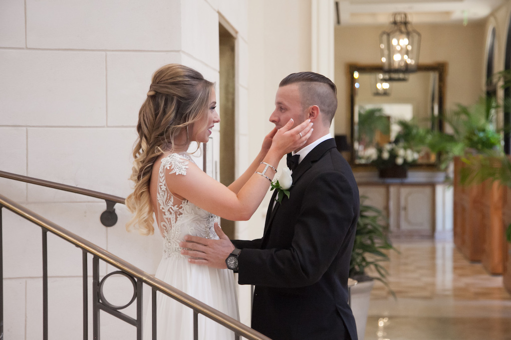 Intimate Bride and Groom First Look Wedding Portrait | Sarasota Wedding Photographer Carrie Wildes Photography