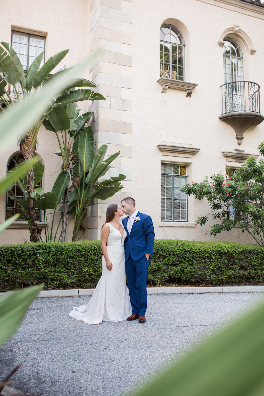 Outdoor Bride and Groom First Look Wedding Portrait | Tampa Bay Photographer Cat Pennenga Photography | Sarasota Venue Powel Crosley Estate