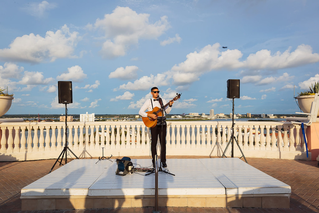 Outdoor Waterfront Rooftop Terrace Wedding Ceremony Live Music by Matt Winter Band | Venue Hyatt Regency Clearwater Beach