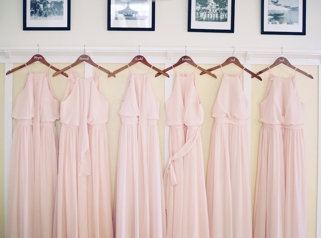 Matching Blush Pink Bridesmaids Dresses