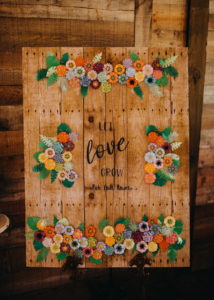 Rustic Tropical Wedding Reception Wooden Wedding Sign with Colorful Tropical Flowers | Tampa Bay Photographer Rad Red Creative