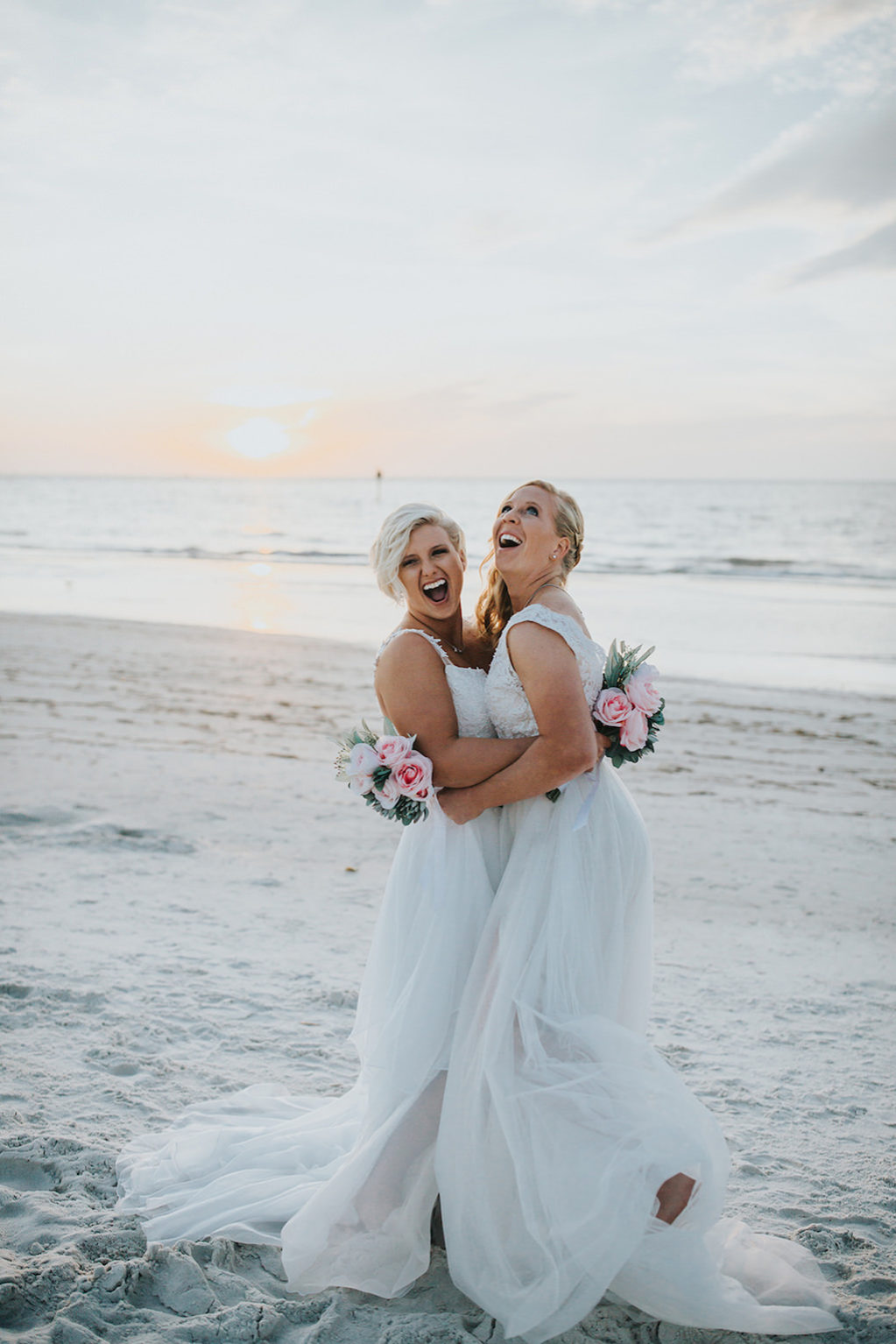 Clearwater Beach Florida Same Sex Gay Waterfront Sunset Bridal Wedding Portrait | Venue Hyatt Regency Clearwater Beach