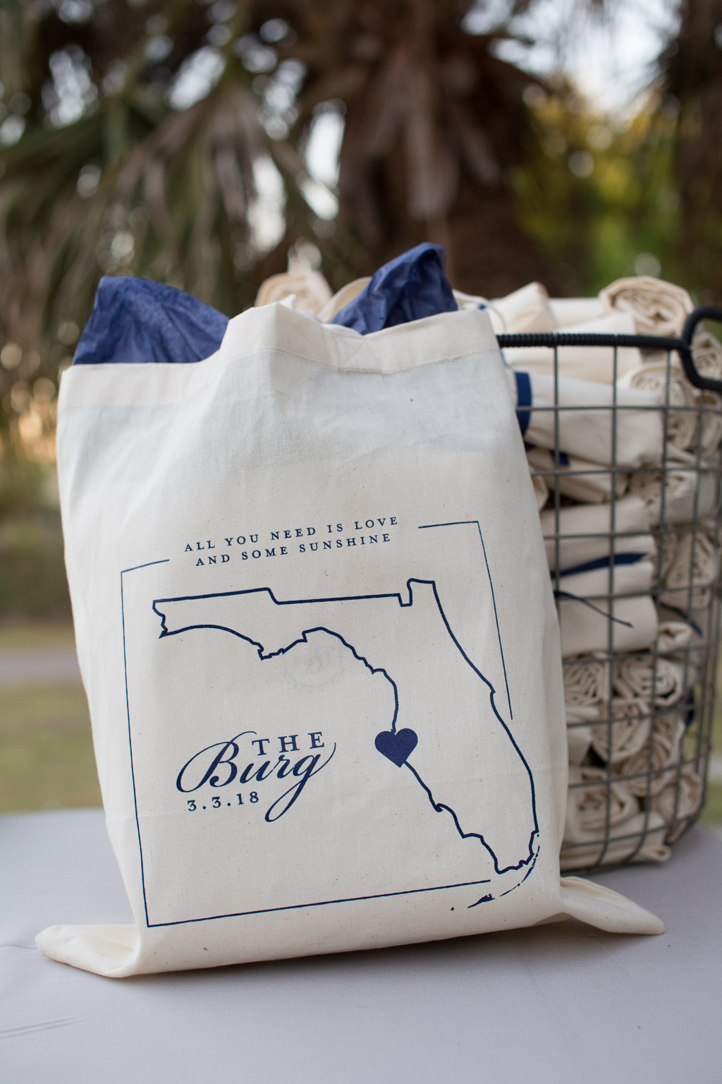 Custom Canvas Tote Bag with Navy Blue Design and Print