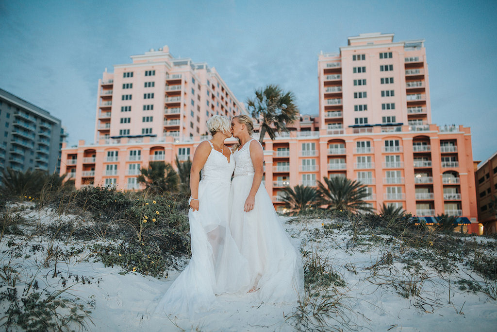 Clearwater Beach Florida Same Sex Gay Waterfront Bridal Wedding Portrait | Venue Hyatt Regency Clearwater Beach