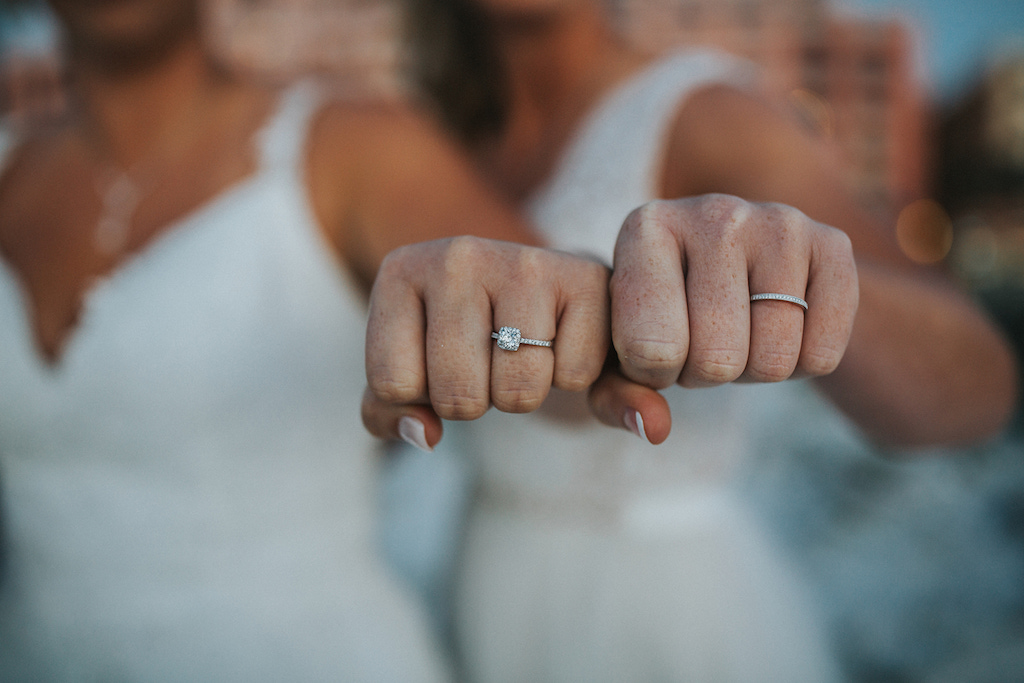 Clearwater Beach Florida Same Sex Gay Waterfront Bridal Wedding Ring Portrait