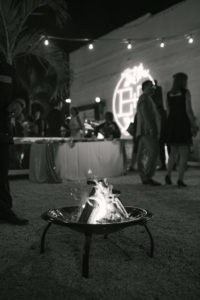 Black and White Wedding Reception Firepit | Unique St. Petersburg Venue Intermezzo Coffee and Cocktails