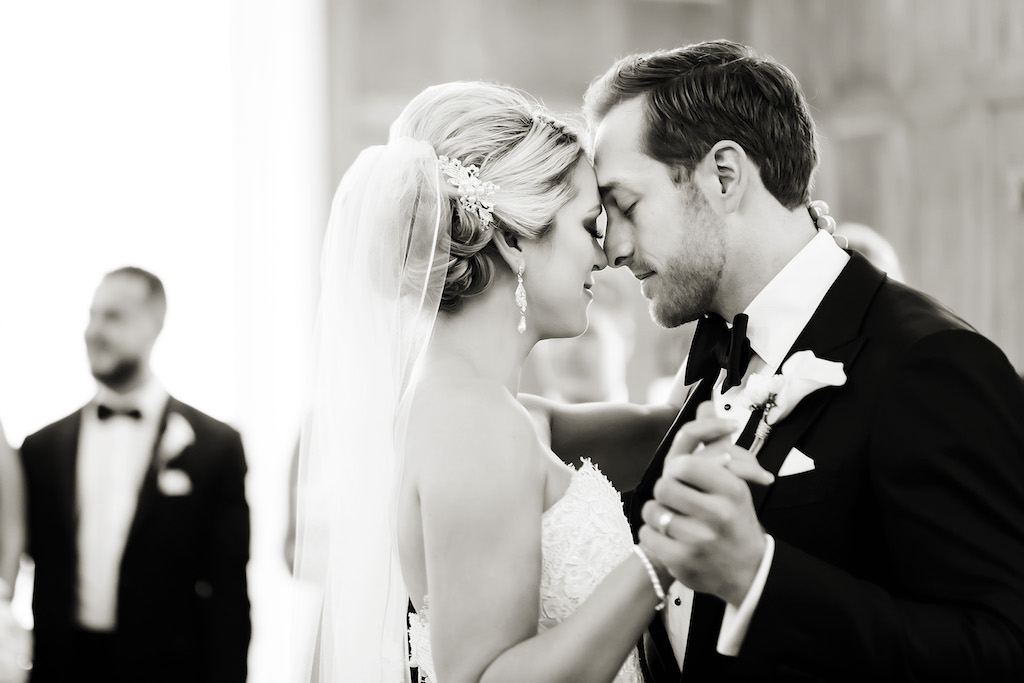Intimate Bride and Groom First Dance Wedding Reception Portrait