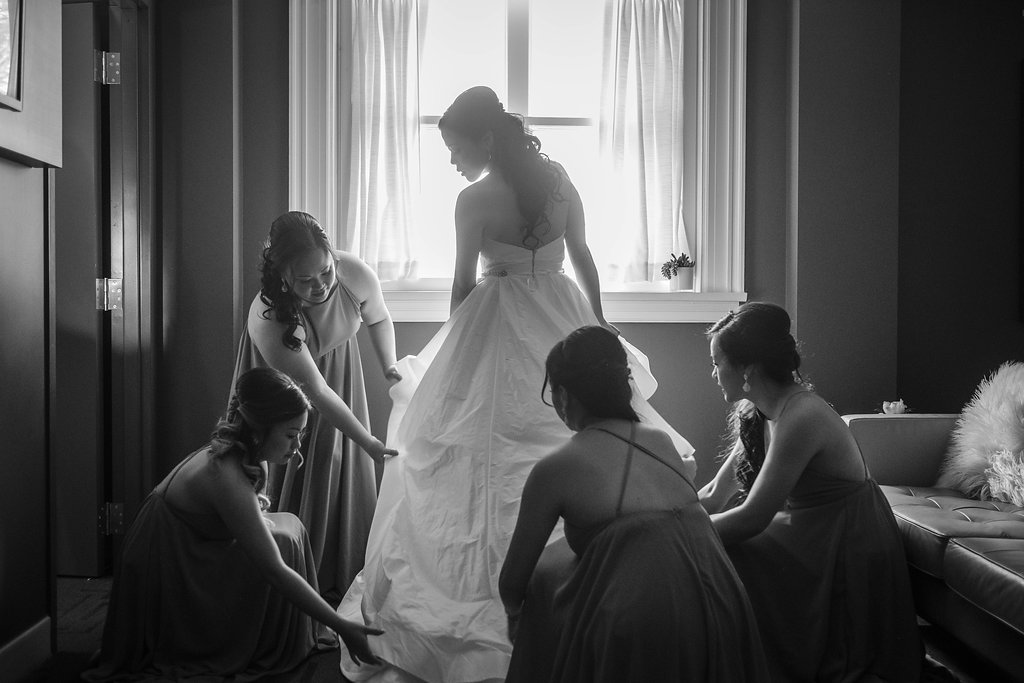 Bride Getting Ready Wedding Portrait with Bridesmaids | Tampa Bay Photographer Marc Edwards Photographs | Tampa Venue Le Meridien