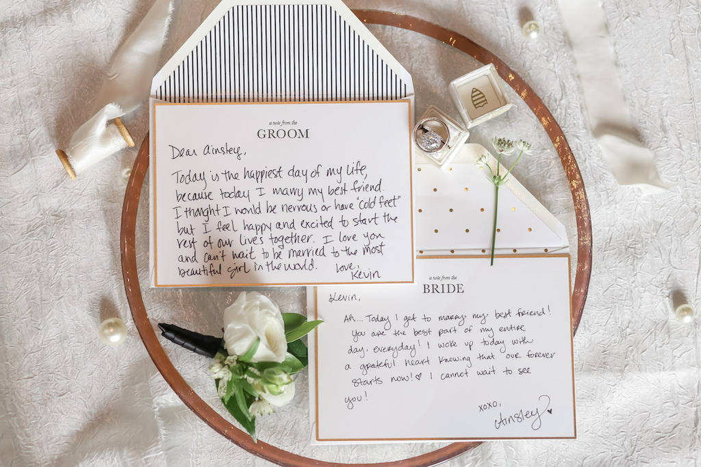 Bride and Groom Personalized Wedding Letters on Large Wooden Ring, Round Diamond Engagement Ring in Ivory Velvet Ring Box | Tampa Bay Photographer Lifelong Photography Studios | Stationary Sarah Bubar Designs | Planner Parties A'La Carte