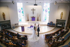 Traditional Bride and Groom Wedding Ceremony Portrait | St. Petersburg Venue Christ the King Chapel