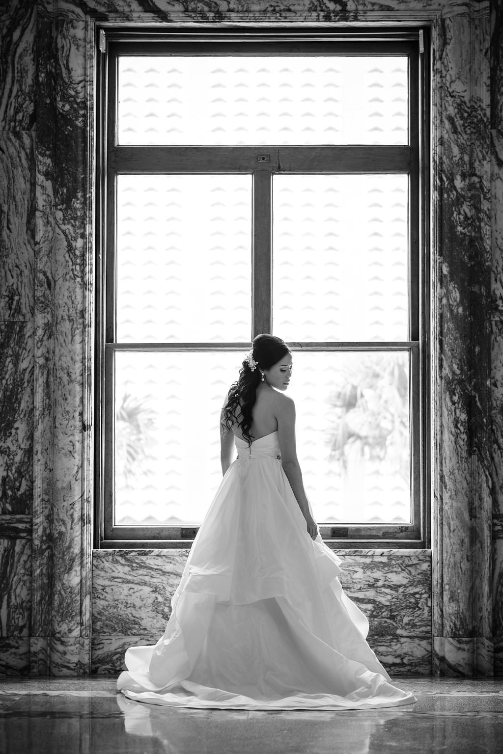Bride Wedding Portrait in Strapless Ballgown Wedding Dress | Tampa Bay Photographer Marc Edwards Photographs | Tampa Venue Le Meridien