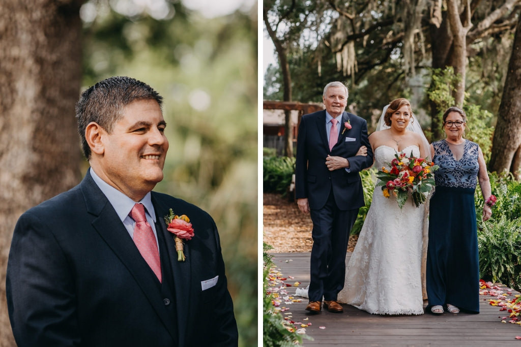 Groom Reaction to Bride Walking Down the Aisle | Tampa Bay Photographer Rad Red Creative | Venue Cross Creek Ranch