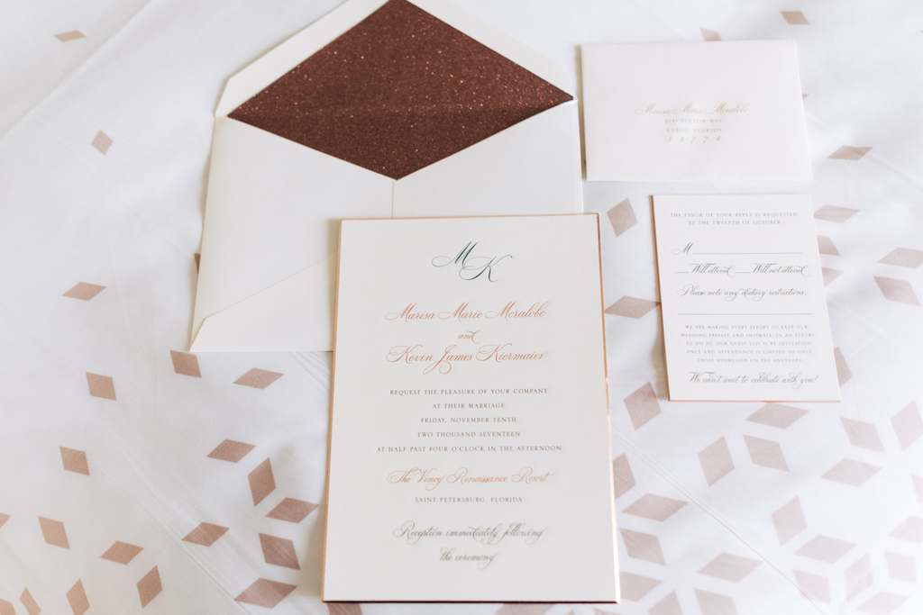Modern Elegant Wedding Invitation Suite with Gold Foil Accents | Tampa Bay Stationary and Wedding Invitations URBANcoast