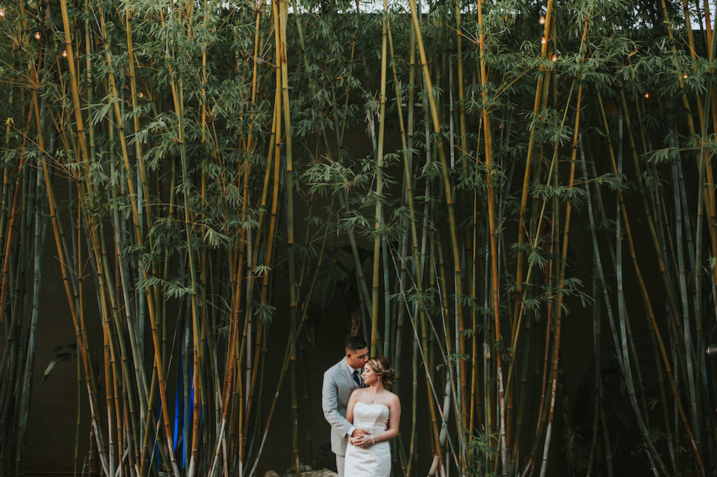 Bride and Groom Outdoor St. Petersburg Bamboo Garden Wedding Portrait | Tampa Bay Wedding Venue NOVA 535